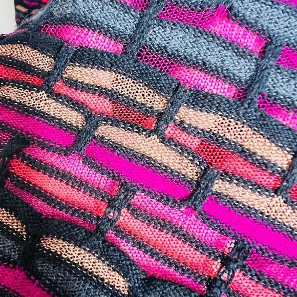 Lane Bryant Sweater Dress 18/20 Striped Square Neck Knit Knee Length Pink Black - Picture 4 of 8